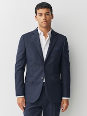 Navy Striped Muscle Fit Motionflex Stretch Suit Jacket - Image 1 of 11
