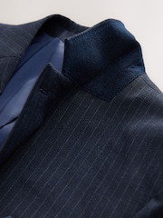 Navy Striped Muscle Fit Motionflex Stretch Suit Jacket - Image 10 of 11