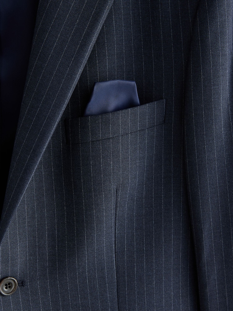 Navy Striped Muscle Fit Motionflex Stretch Suit Jacket - Image 11 of 11 Navy Striped Muscle Fit Motionflex Stretch Suit Jacket - Image 11 of 11