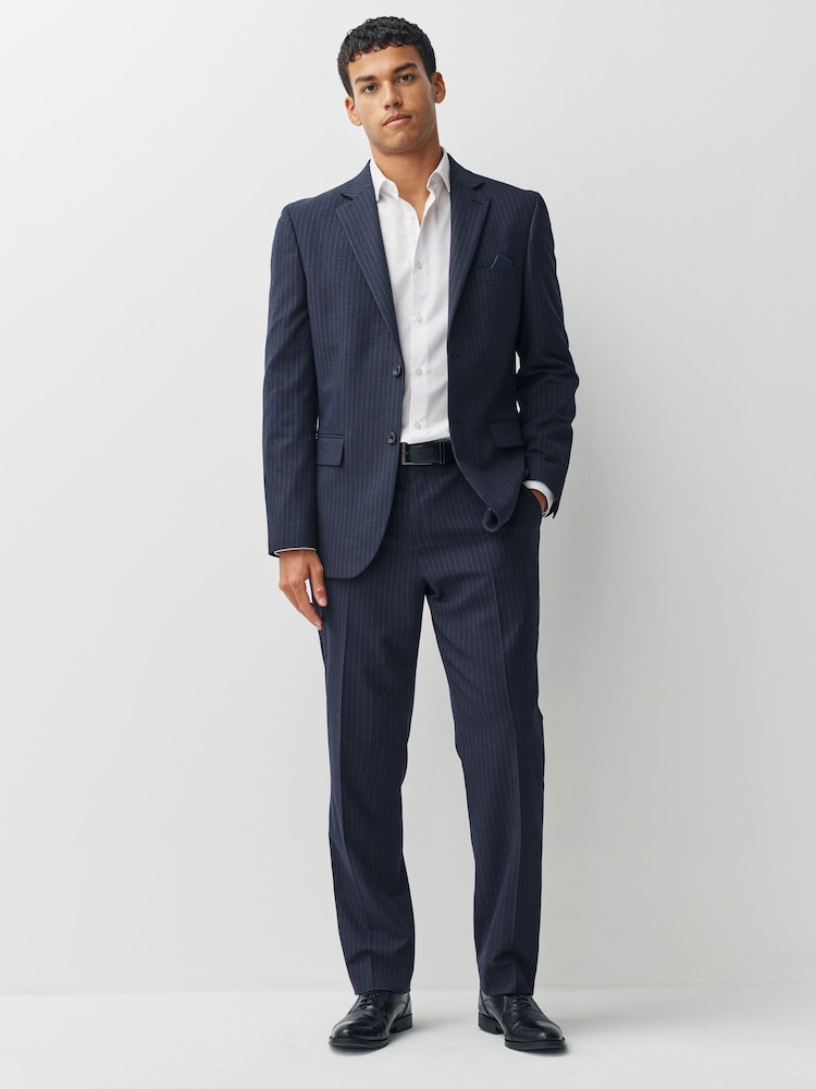 Navy Striped Muscle Fit Motionflex Stretch Suit Jacket - Image 2 of 11 Navy Striped Muscle Fit Motionflex Stretch Suit Jacket - Image 2 of 11