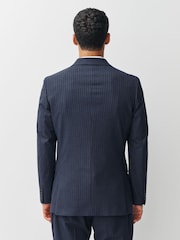 Navy Striped Muscle Fit Motionflex Stretch Suit Jacket - Image 3 of 11