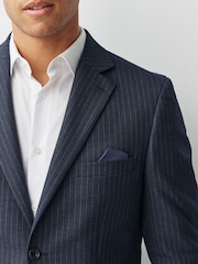Navy Striped Muscle Fit Motionflex Stretch Suit Jacket - Image 4 of 11