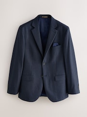 Navy Striped Muscle Fit Motionflex Stretch Suit Jacket - Image 7 of 11