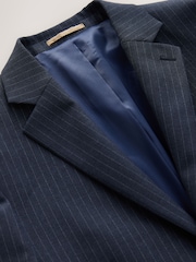 Navy Striped Muscle Fit Motionflex Stretch Suit Jacket - Image 9 of 11