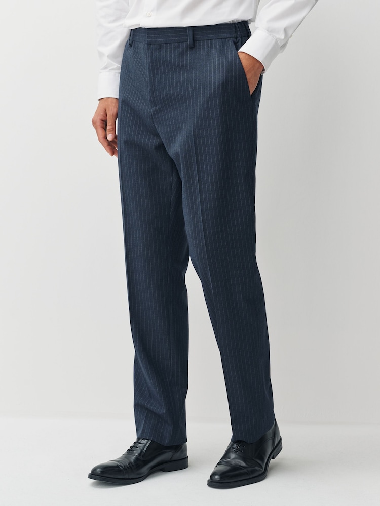 Navy Stripe Muscle Fit Motionflex Stretch Suit Trousers - Image 1 of 10