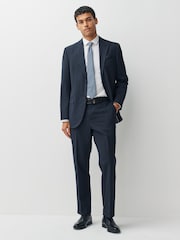 Navy Regular Fit Motionflex Puppytooth Texture Suit Trousers - Image 2 of 10