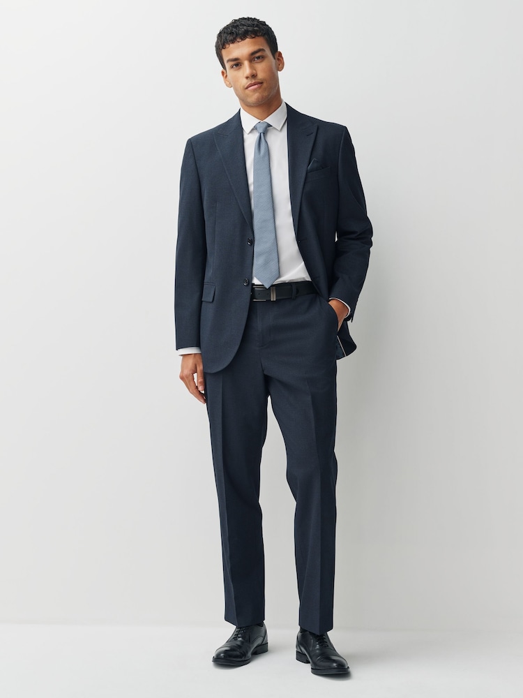 Navy Regular Fit Motionflex Puppytooth Texture Suit Trousers - Image 2 of 10