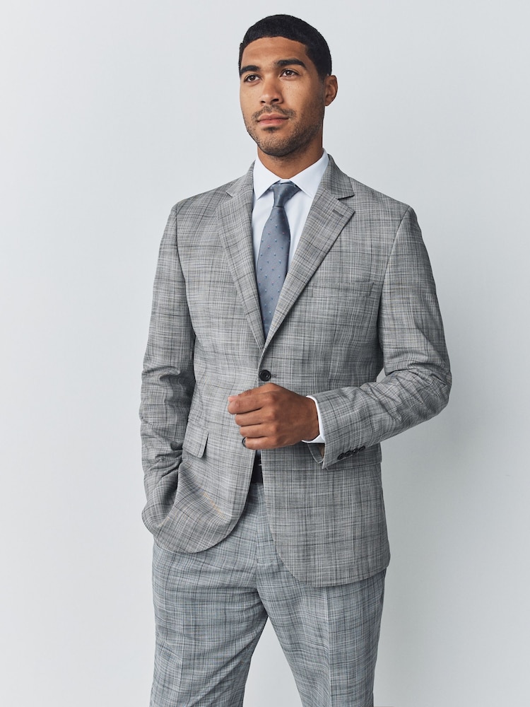 Grey Check Muscle Fit Motionflex Stretch Suit Jacket - Image 1 of 10