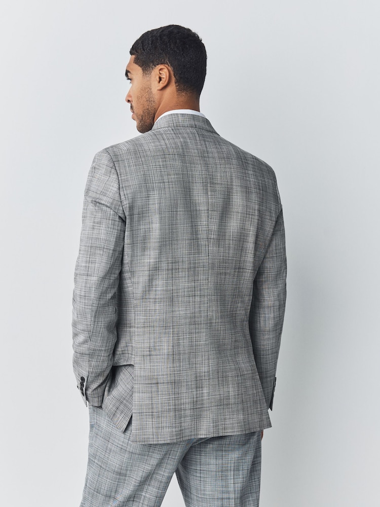 Grey Check Muscle Fit Motionflex Stretch Suit Jacket - Image 2 of 10