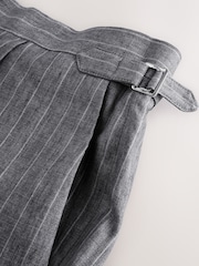 Grey Slim Fit Signature Leomaster Italian Striped Linen Fabric Suit Trousers - Image 9 of 12