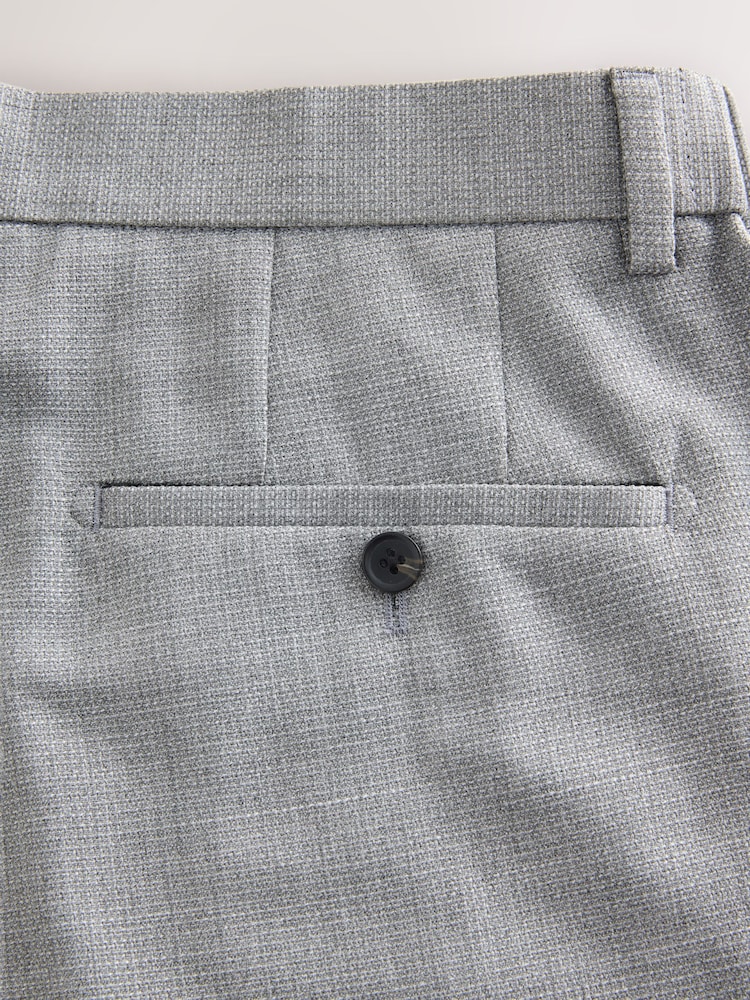 Grey Light Regular Fit Smart Textured Trousers With Stretch Waistband - Image 18 of 18 Grey Light Regular Fit Smart Textured Trousers With Stretch Waistband - Image 18 of 18