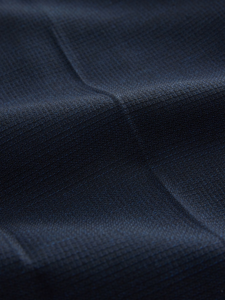 Navy Regular Fit Smart Textured Trousers With Stretch Waistband - Image 13 of 13 Navy Regular Fit Smart Textured Trousers With Stretch Waistband - Image 13 of 13
