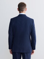 Navy Slim Fit Signature Marzotto Italian Fabric Check Suit Jacket - Image 2 of 5