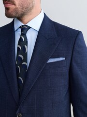 Navy Slim Fit Signature Marzotto Italian Fabric Check Suit Jacket - Image 3 of 5