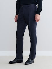 Navy Signature Marzotto Italian Check Fabric Suit Trousers - Image 1 of 4