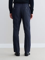Navy Signature Marzotto Italian Check Fabric Suit Trousers - Image 3 of 4