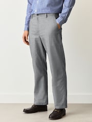 Grey Slim Fit Grey Herringbone Texture Suit Trousers - Image 1 of 10