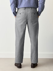 Grey Slim Fit Grey Herringbone Texture Suit Trousers - Image 3 of 10