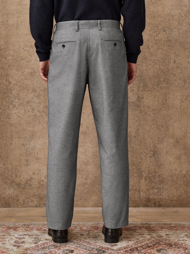 Gri - Pantaloni de costum Croială slim fit cu textură de heringbone gri - Image 3 of 10