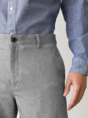 Grey Slim Fit Grey Herringbone Texture Suit Trousers - Image 4 of 10