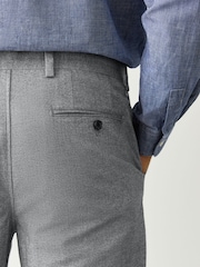 Grey Slim Fit Grey Herringbone Texture Suit Trousers - Image 5 of 10