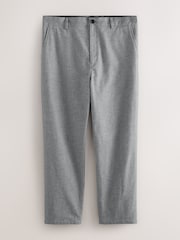 Grey Slim Fit Grey Herringbone Texture Suit Trousers - Image 6 of 10