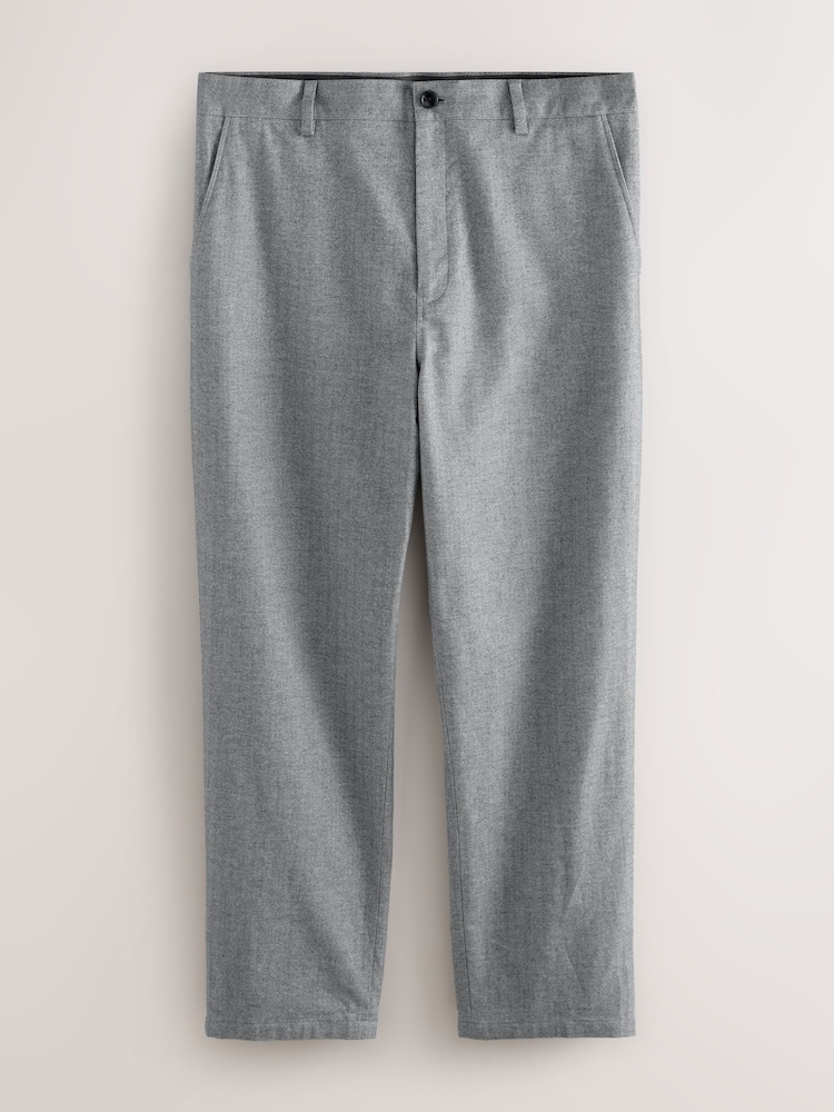 Gri - Pantaloni de costum Croială slim fit cu textură de heringbone gri - Image 6 of 10