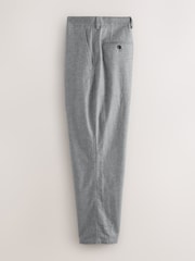 Grey Slim Fit Grey Herringbone Texture Suit Trousers - Image 7 of 10