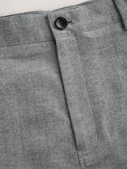 Grey Slim Fit Grey Herringbone Texture Suit Trousers - Image 8 of 10