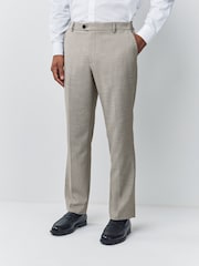 Neutral Regular Fit Smart Textured Trousers With Stretch Waistband - Image 1 of 13