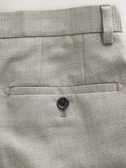 Neutral Regular Fit Smart Textured Trousers With Stretch Waistband - Image 11 of 13
