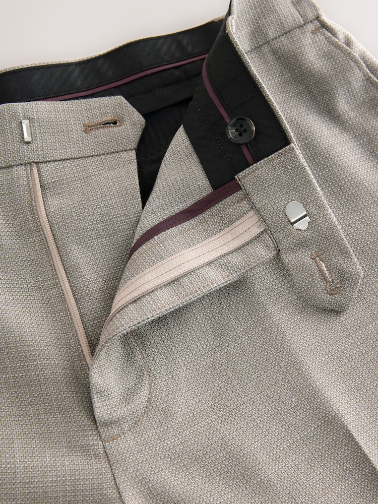 Neutral Regular Fit Smart Textured Trousers With Stretch Waistband - Image 13 of 13