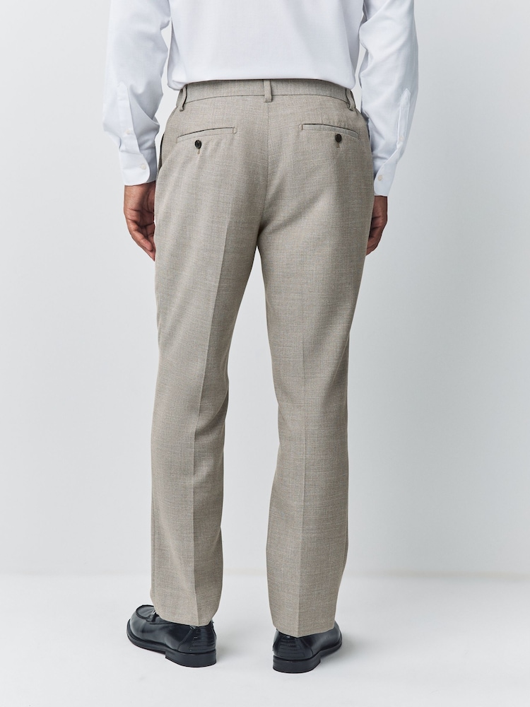 Neutral Regular Fit Smart Textured Trousers With Stretch Waistband - Image 2 of 13