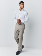 Neutral Regular Fit Smart Textured Trousers With Stretch Waistband - Image 3 of 13