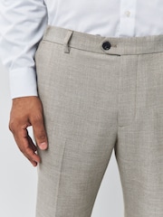 Neutral Regular Fit Smart Textured Trousers With Stretch Waistband - Image 4 of 13