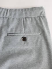 Light Grey Slim Fit Smart Elasticated Waistband Trousers With Wool Content - Image 10 of 10