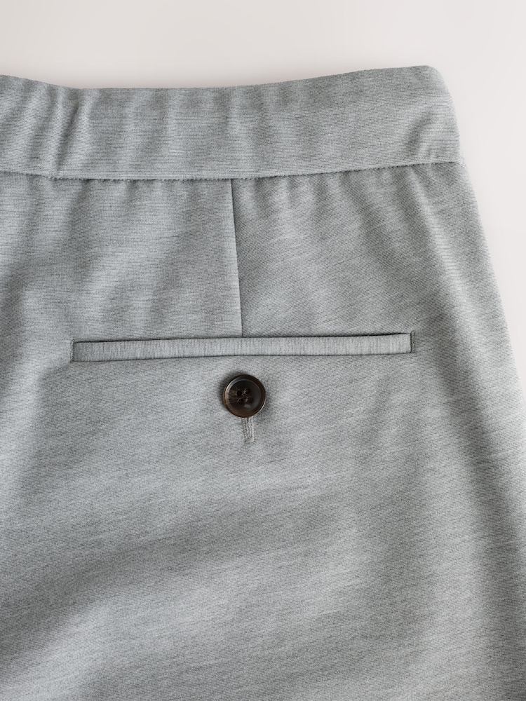 Light Grey Slim Fit Smart Elasticated Waistband Trousers With Wool Content - Image 10 of 10