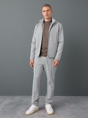 Light Grey Slim Fit Smart Elasticated Waistband Trousers With Wool Content - Image 2 of 10