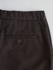 Brown Slim Fit Smart Elasticated Waistband Trousers With Wool Content - Image 11 of 11