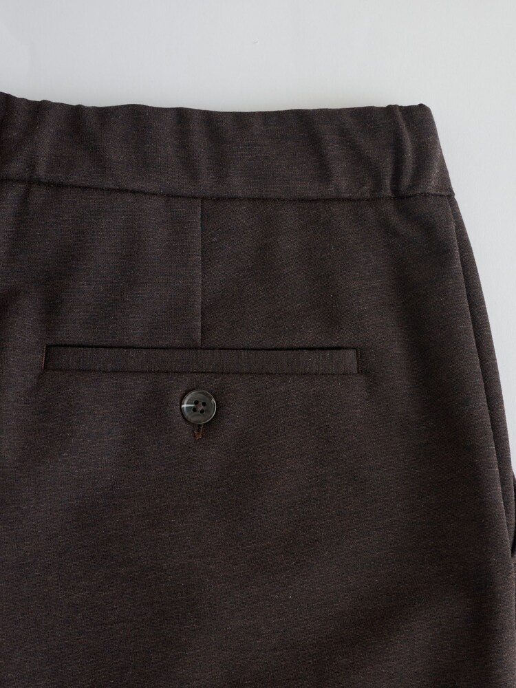 Brown Slim Fit Smart Elasticated Waistband Trousers With Wool Content - Image 11 of 11