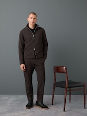 Brown Slim Fit Smart Elasticated Waistband Trousers With Wool Content - Image 2 of 11