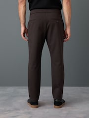 Brown Slim Fit Smart Elasticated Waistband Trousers With Wool Content - Image 4 of 11