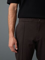 Brown Slim Fit Smart Elasticated Waistband Trousers With Wool Content - Image 5 of 11