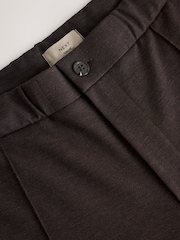 Brown Slim Fit Smart Elasticated Waistband Trousers With Wool Content - Image 8 of 11