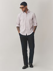 Black Regular Fit Smart Textured Trousers With Stretch Waistband - Image 1 of 10
