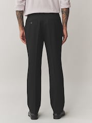 Black Regular Fit Smart Textured Trousers With Stretch Waistband - Image 2 of 10