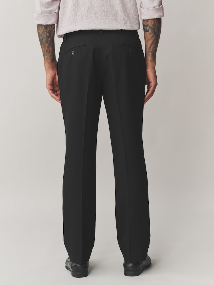 Black Regular Fit Smart Textured Trousers With Stretch Waistband - Image 2 of 10