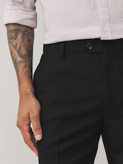 Black Regular Fit Smart Textured Trousers With Stretch Waistband - Image 3 of 10