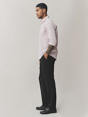Black Regular Fit Smart Textured Trousers With Stretch Waistband - Image 4 of 10