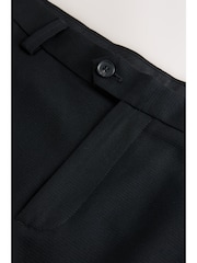 Black Regular Fit Smart Textured Trousers With Stretch Waistband - Image 6 of 10